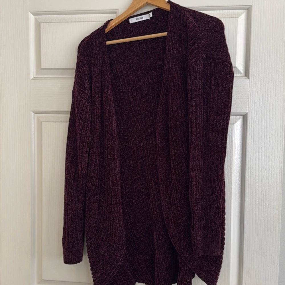 JustFab Chenile Purple Cardigan Size M